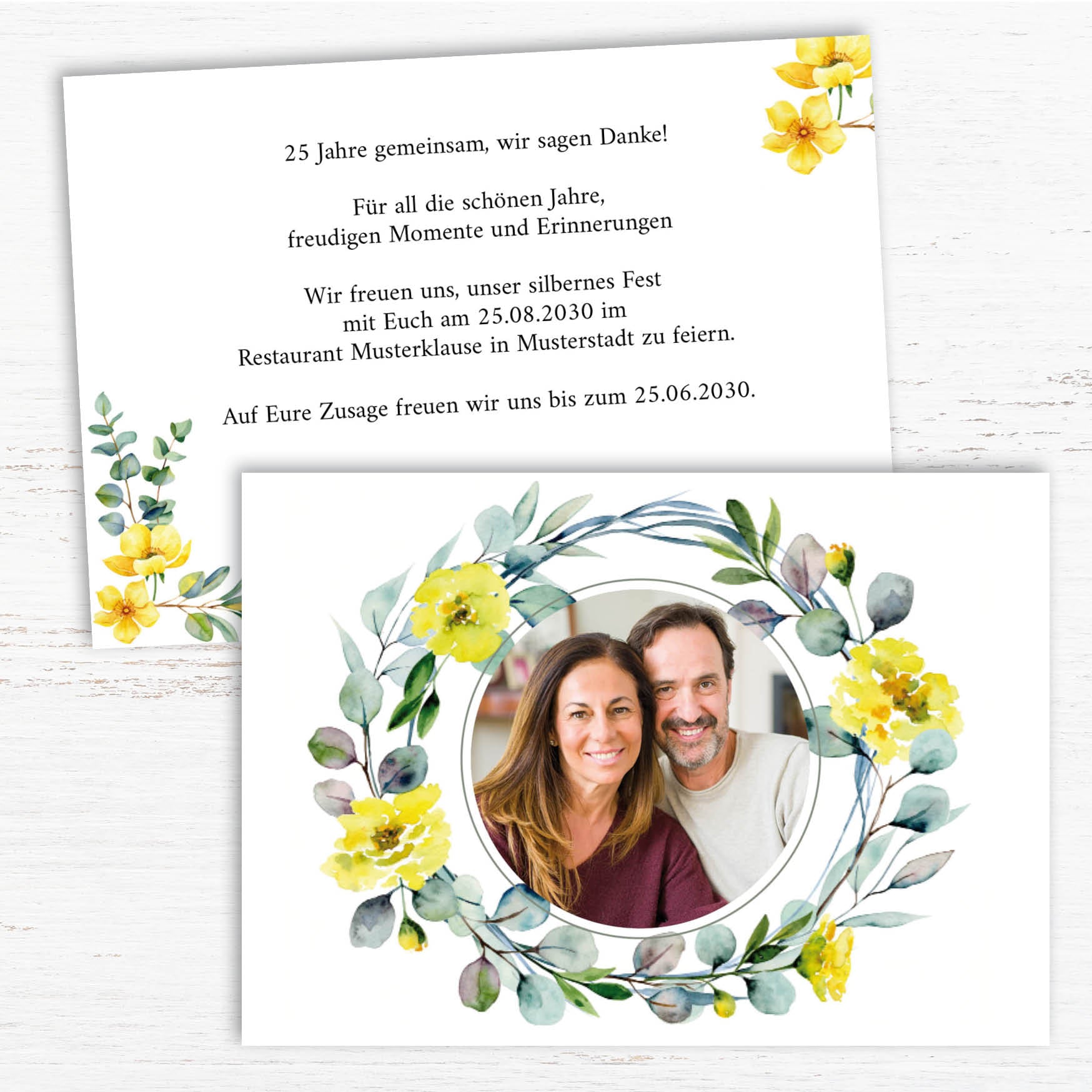 Einladung zur Silbernen Hochzeit: Frühlingsduft mit Foto